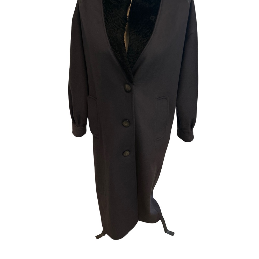 VTG 90s Y2K Portraits Petite Black 100% Wool Coat | Made in USA | Minimalist - Picture 4 of 13